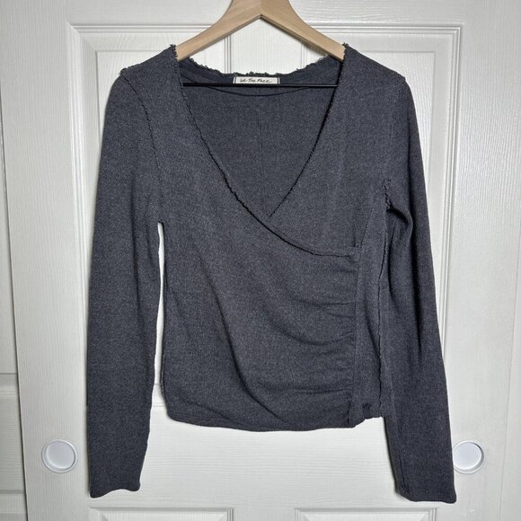 We The Free Womens Medium Silverberry Gray Long Sleeve Like A Boss Wrap Tee Boho - Picture 1 of 9